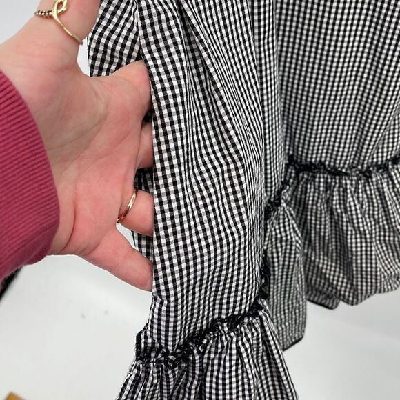 Zara Women's Shift Dress Shift Dress Ruffled Trim Mini Black White Check Size XS - Picture 4 of 10